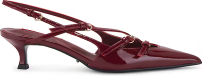Vínové slingback lodičky na nízkém podpatku
