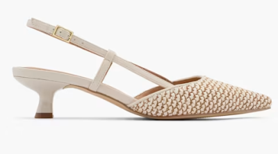 Béžové slingback lodičky na nízkém podpatku