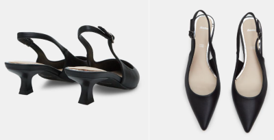 Černé slingback lodičky na nízkém podpatku