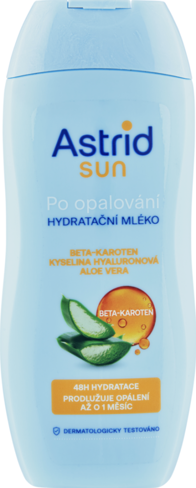 Modrá lahvička s hydratačním mlékem Astrid