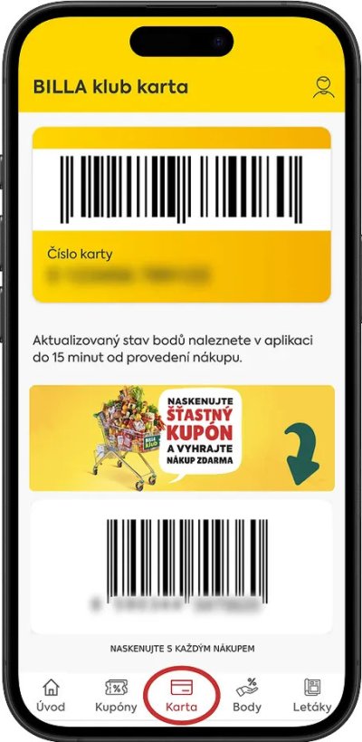 Billa klub karta v mobilu