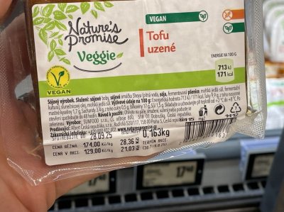 Tofu v českém supermarketu