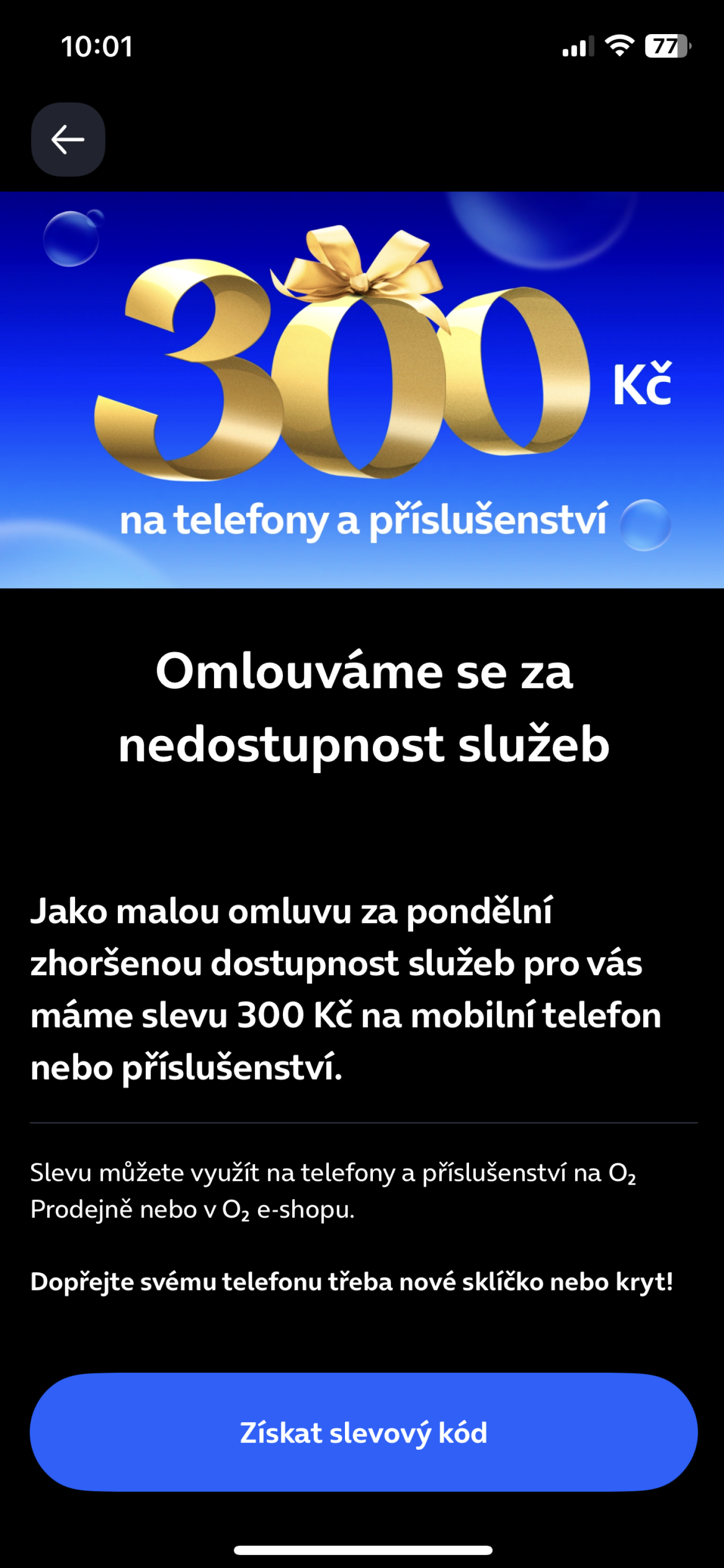 Poukaz v aplikaci Moje O2