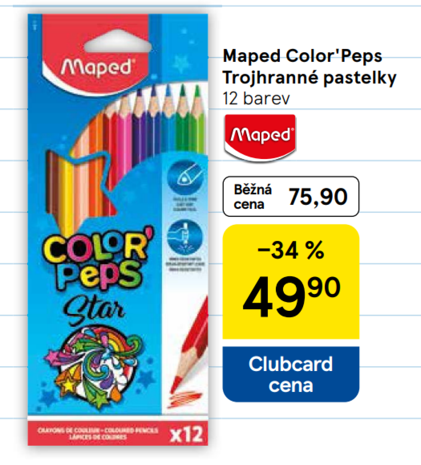 Trojhranné pastelky a Clubcard cena