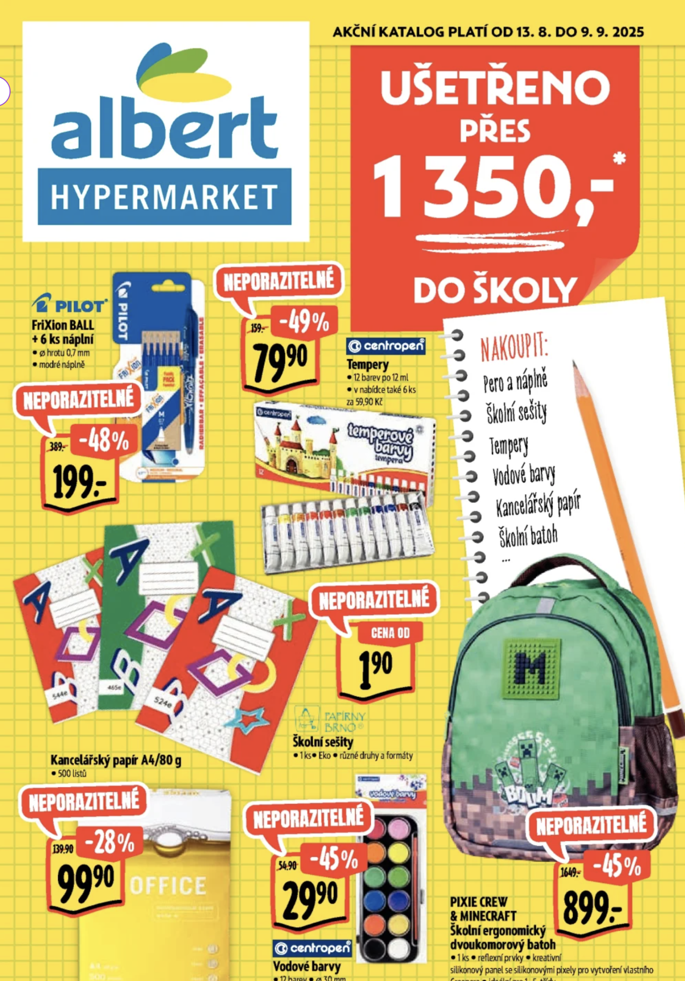 Akční leták se školním batohem Albert