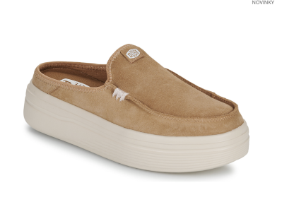 Světle hnědá semišová slip-on teniska