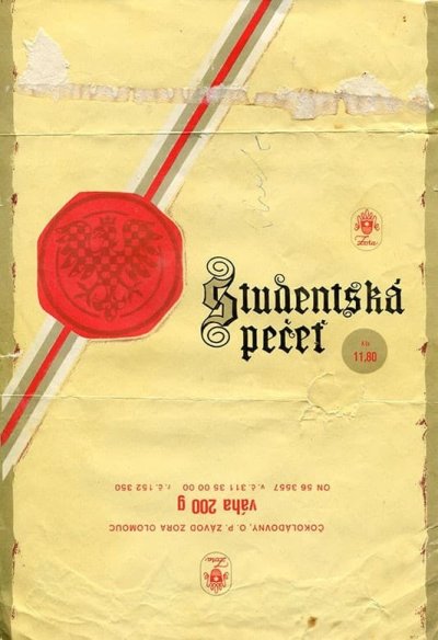 Čokoláda Studentská pečeť, obal z roku 1978