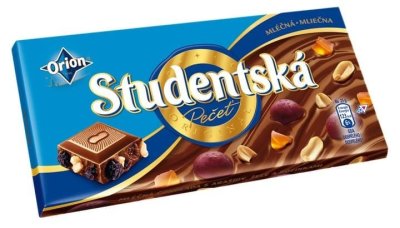 Tabulková čokoláda Studentská pečeť v produktovém obalu