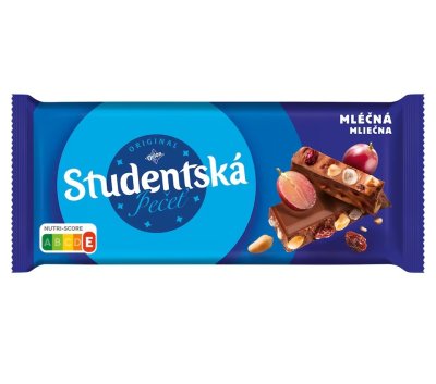 Tabulková čokoláda Studentská pečeť v produktovém obalu