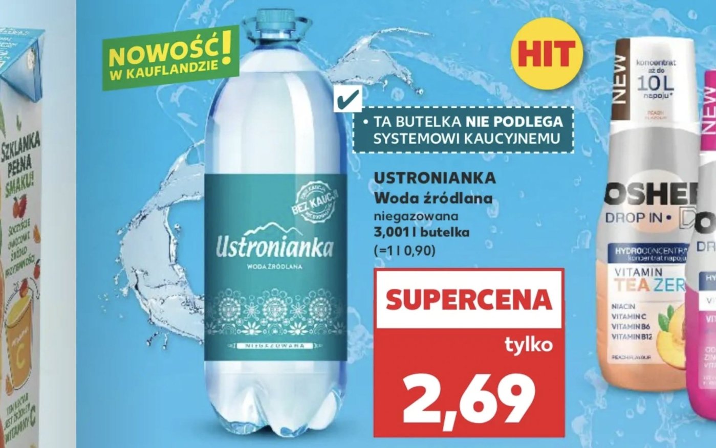 Minerální voda v letákové nabídce