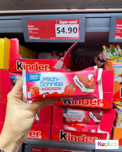 Kinder mléčný řez s novou příchutí jahod, limitovaná edice