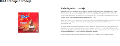 Tisková zpráva ohledně stažení výrobku