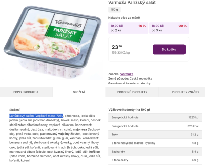 Pařížský salát na e-shopu