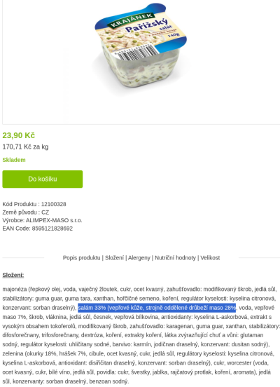Pařížský salát na e-shopu