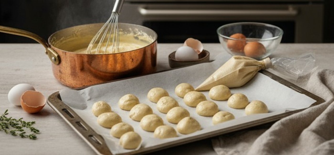 Příprava profiterolek z odpalovaného těsta