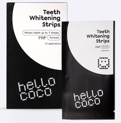 Bělicí pásky na zuby v produktovém balení