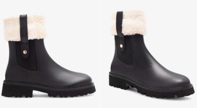 Černé polokozačky s bílých kožíškem