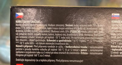 Etiketa na obalu produktu Vodňanská drůbež Kuřecí dětské Safari smažené