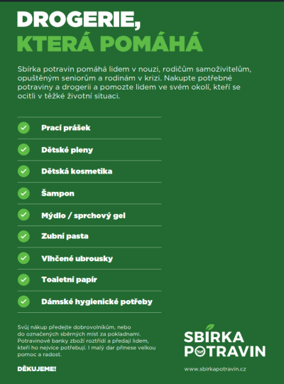 Seznam potravin, které můžete darovat ve Sbírce potravin