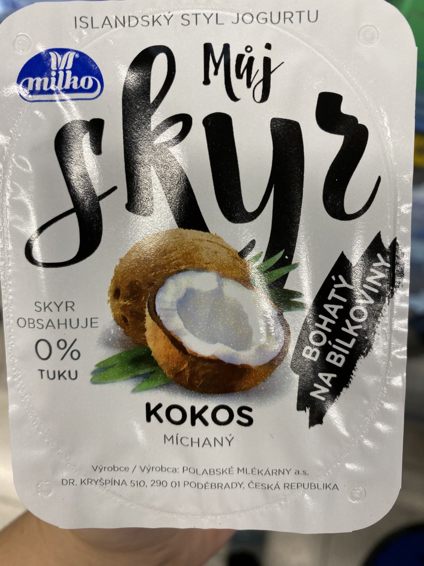 Detail balení skyru s příchutí kokosu