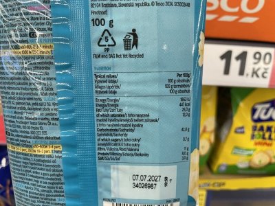 Etiketa na balení popcornu