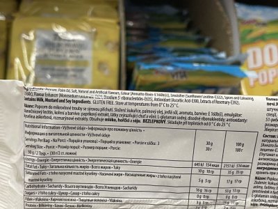 Etiketa na balení popcornu