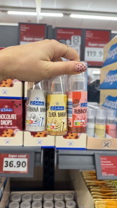 Zlatá, stříbrná nebo rubinová barva ve spreji Belbake 1 ks za 119,90 Kč