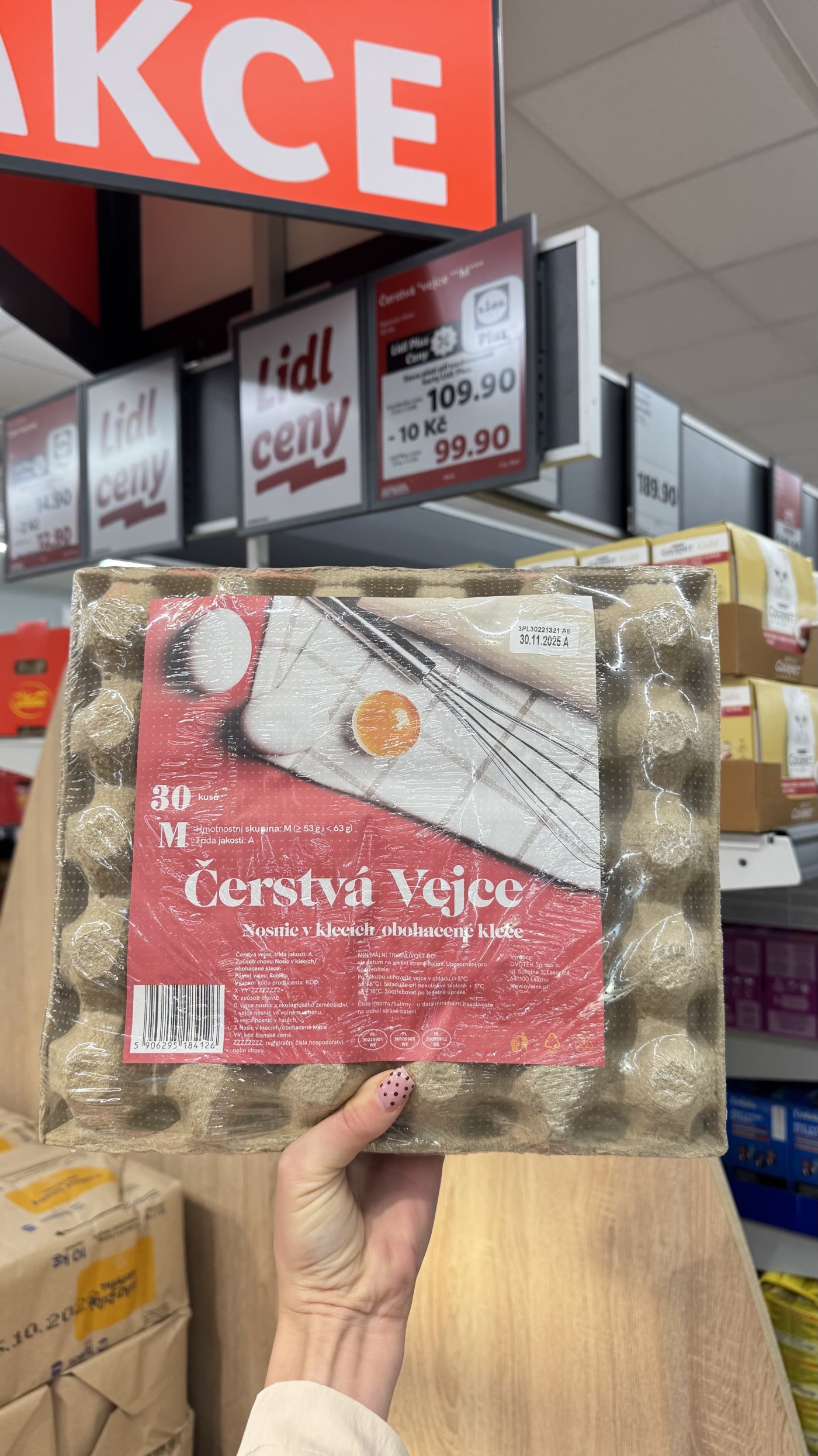 Vejce velikosti M – 30 kusů za 109,90 Kč, nebo s aplikací dokonce za 99,90 Kč