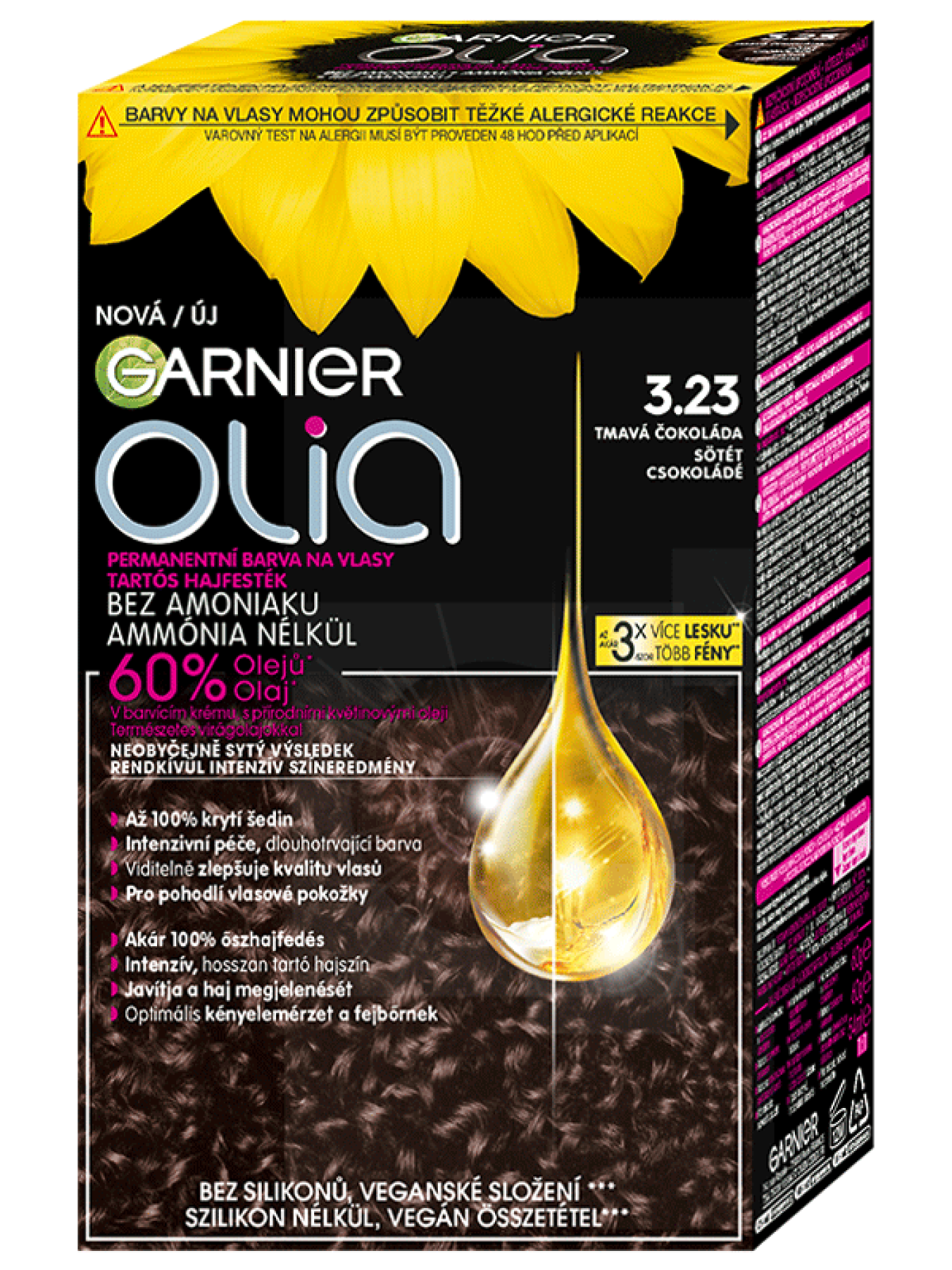 Permanentní barva na vlasy Garnier OLIA - odstín 3.23 Tmavá čokoláda