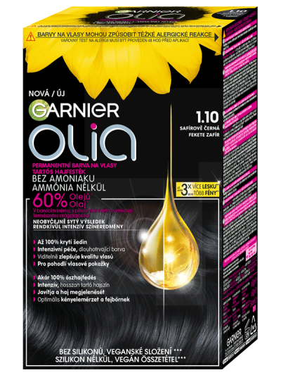 Permanentní barva na vlasy Garnier OLIA - odstín 1.10 Safírově černá