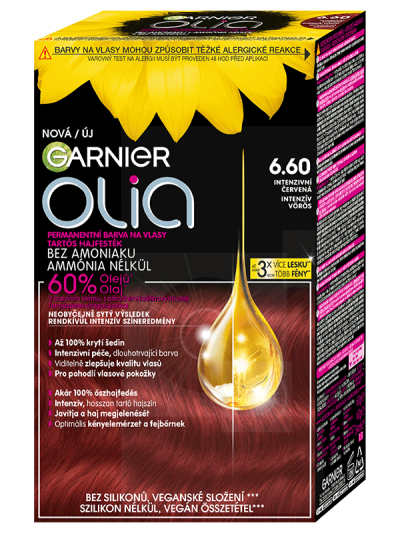 Permanentní barva na vlasy Garnier OLIA - odstín 6.60 Intenzivní červená
