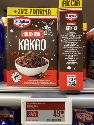 Holandské kakao v produktovém obalu