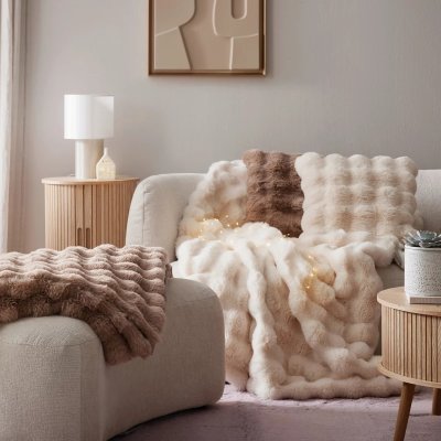 Premium Living huňatá kožešinová deka s Bubble strukturou