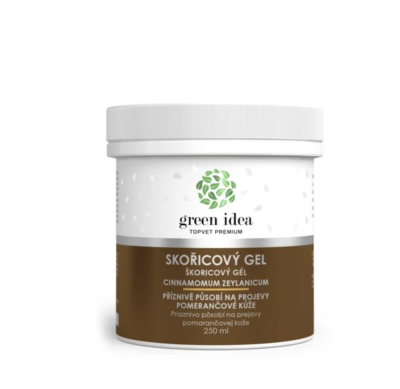 Skořicový gel proti celulitidě v produktovém obalu