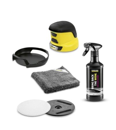 Černo-žluté vybavení k elektrické škrabce na sklo