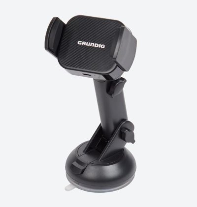 Černý držák na mobilní telefon s nabíječkou