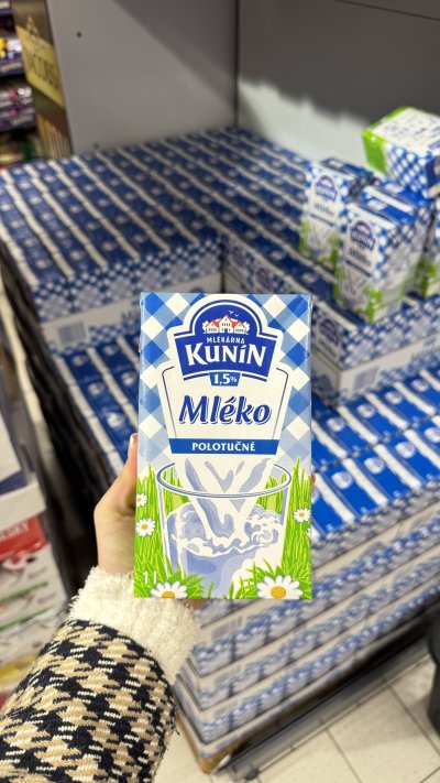 Trvanlivé mléko polotučné Kunín 1 l za 11,90 Kč
