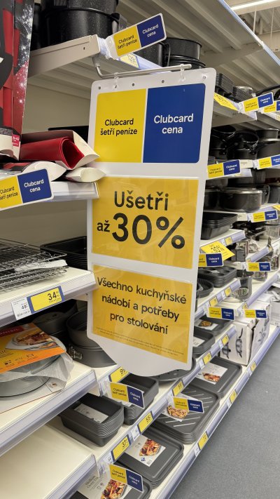 Sleva 30 % na všechno kuchyňské nádobí a potřeby pro stolování s Clubcard