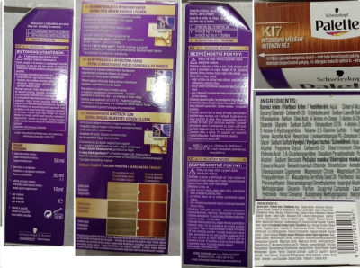 Produktový obal barvy na vlasy vyfocený ze všech stran