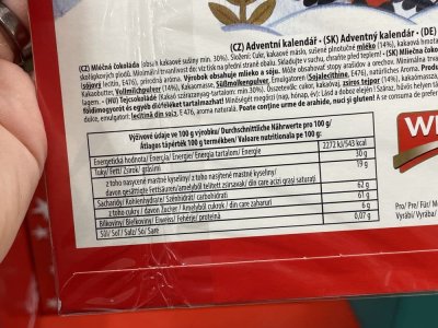 Zadní strana obalu adventního kalendáře