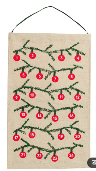 Plátěný adventní kalendář s poutky