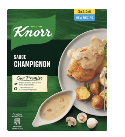 Instantní omáčka Knorr v produktovém sáčku