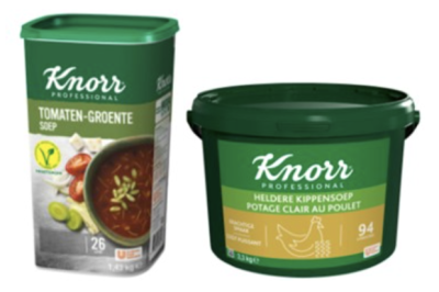 Instantní polévka Knorr v produktových obalech