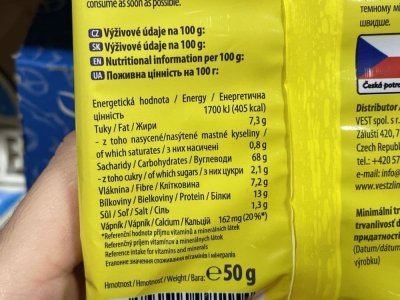 Zadní strana obalu tyčinek