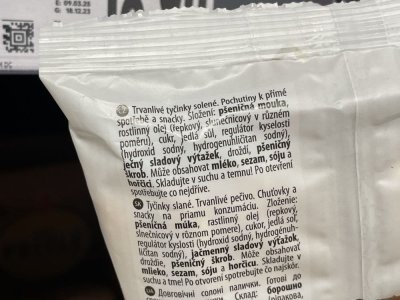 Zadní strana obalu tyčinek