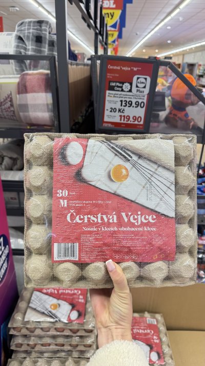 Čerstvá vejce M 30 ks jsou tento týden za 119,90 Kč s aplikací Lidl Plus