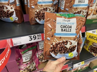 Snídaňové cereálie v supermarketu