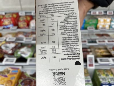 Etiketa na obalu snídaňových cereálií