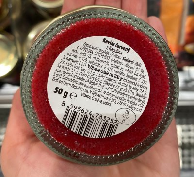 Etiketa na obalu produktu Nowaco Kaviár z kapelina severního