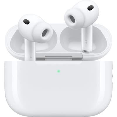 Bílá bezdrátová sluchátka a nabíjecí pouzdro Apple AirPods Pro 3